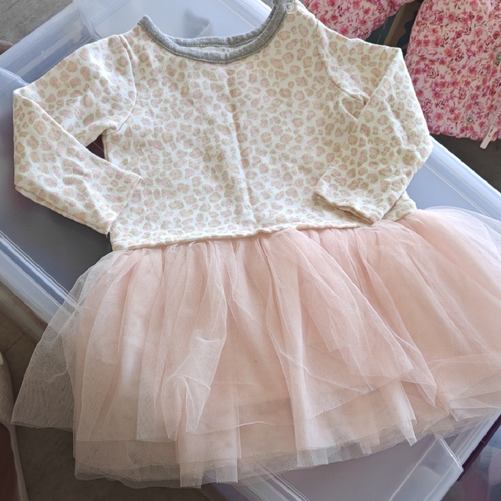 Mud Pie Gray and Cream Baby Dress